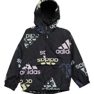 KIDS' WINDBREAKER POPOVER PULLOVER IN BLACK MULTI  7/8